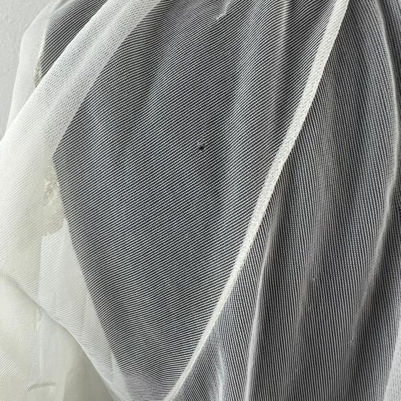 Vintage Movie Star White Sleep Robe Sheer Floral Lace Scoop Neck Tie Sz S Small - Picture 9 of 12